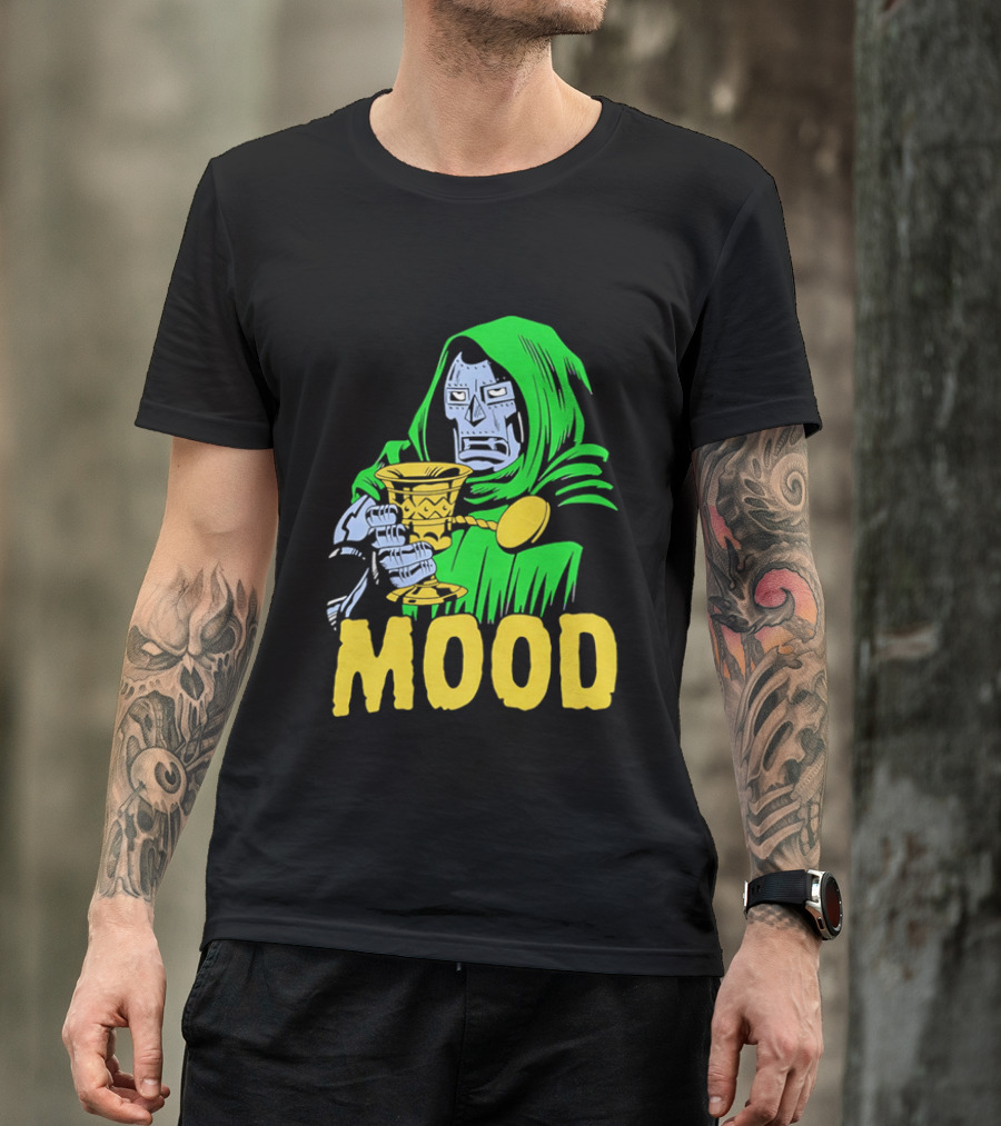 Doom Mood Green Cloaked Character Holding Goblet T-Shirt