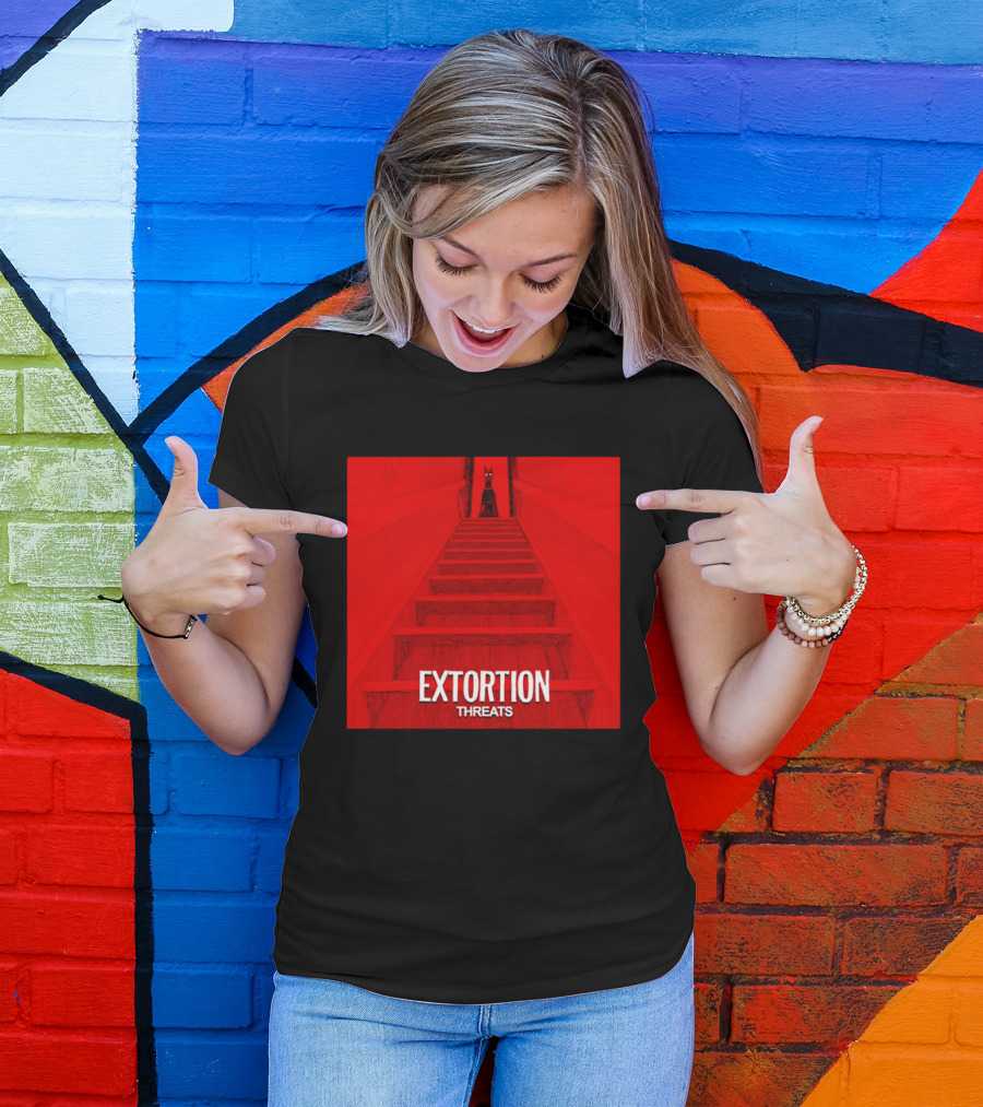 Extortion Threats Dark Stairs Red Scene T-Shirt
