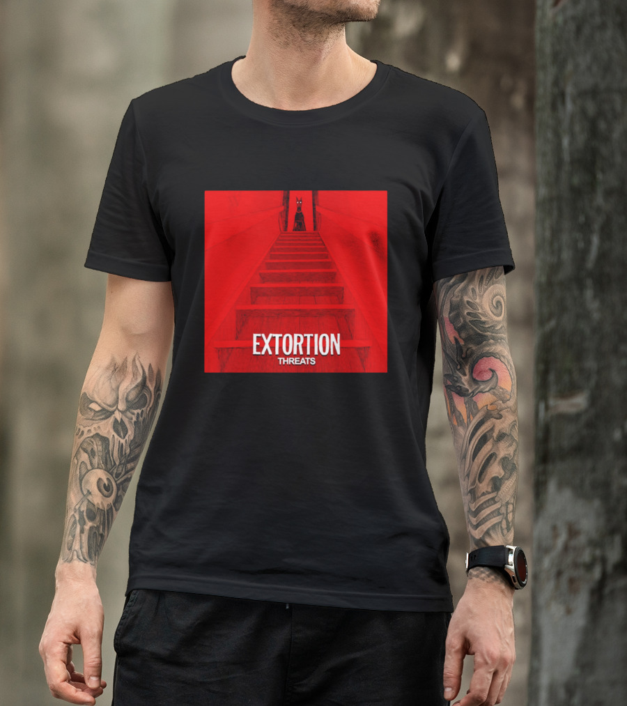 Extortion Threats Dark Stairs Red Scene T-Shirt