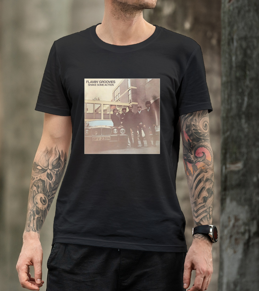 Flamin' Groovies Shake Some Action 50th Anniversary Album Cover Retro Car Scene T-Shirt