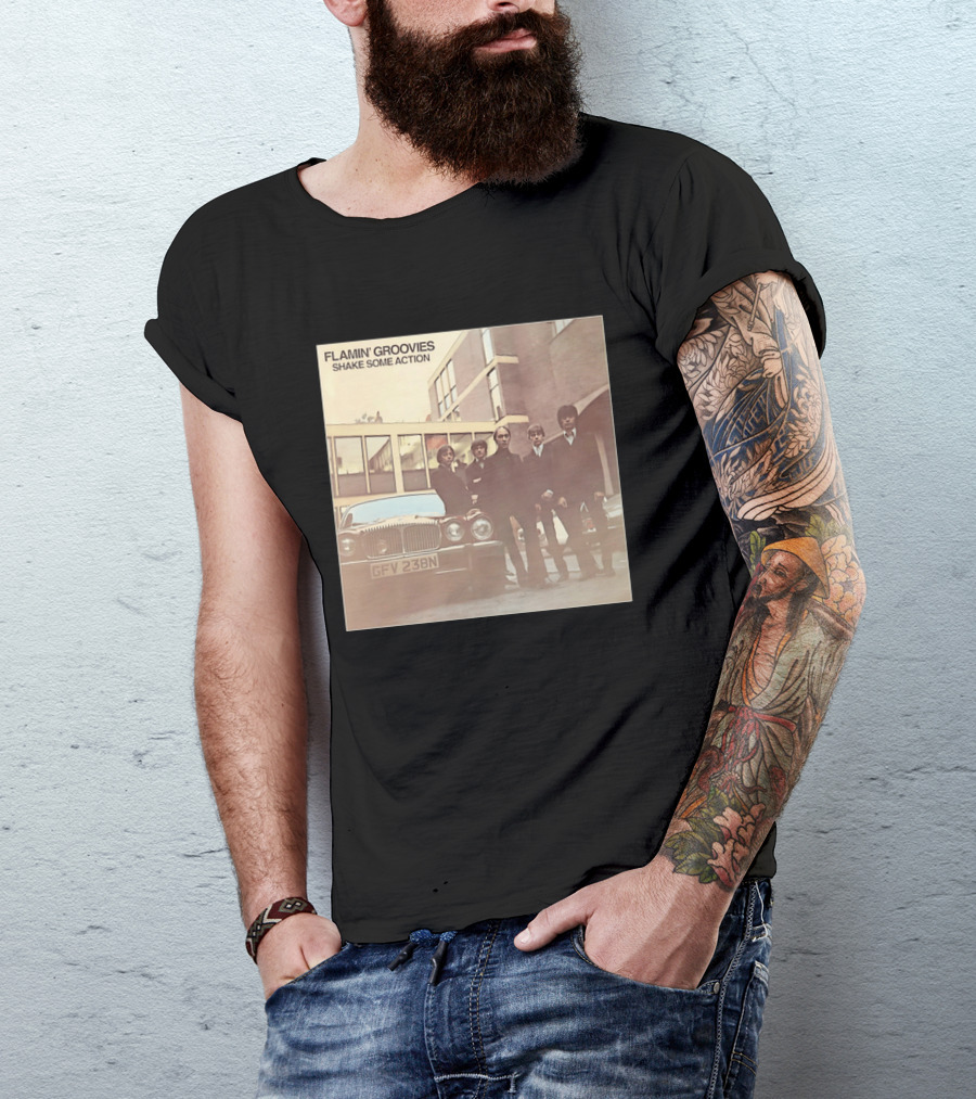 Flamin' Groovies Shake Some Action 50th Anniversary Album Cover Retro Car Scene T-Shirt