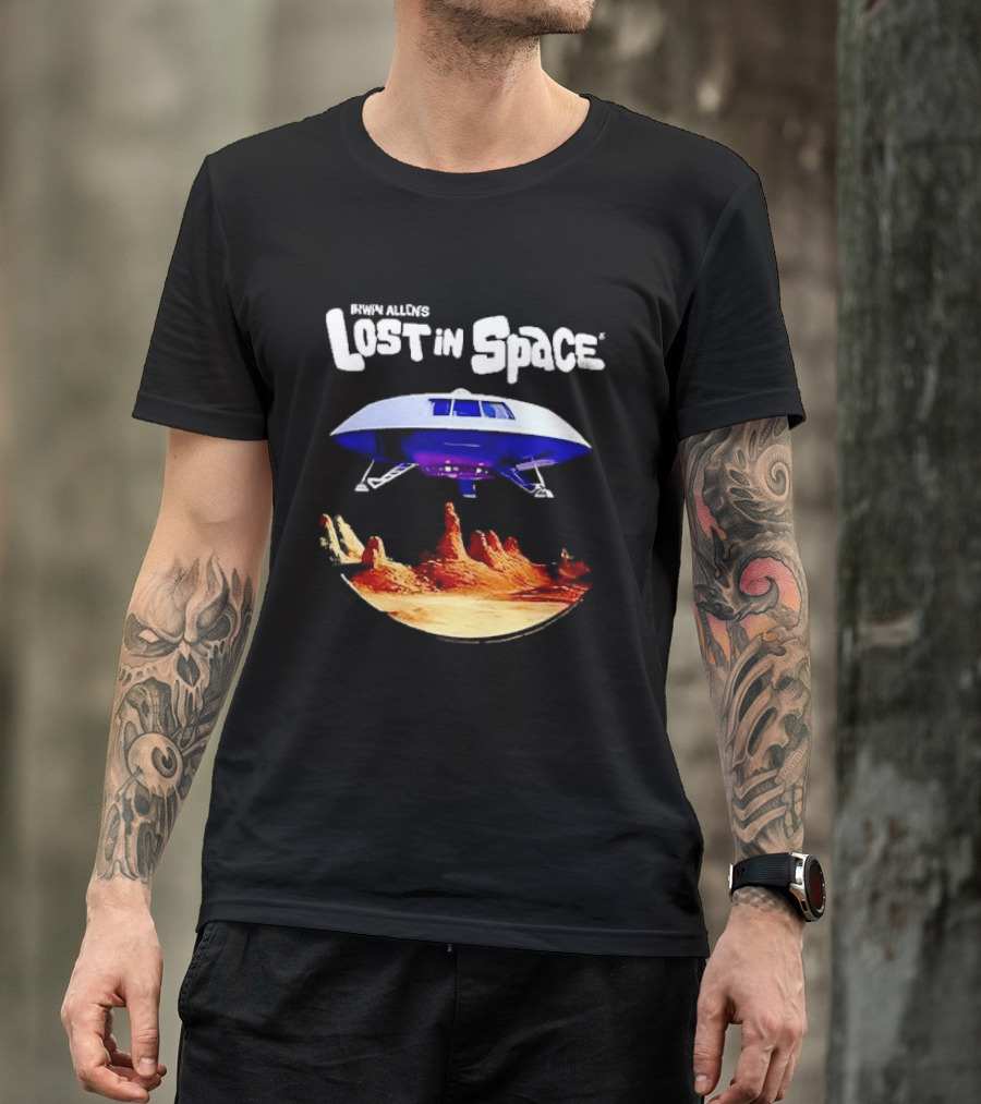 Irwin Allen's Lost In Space Sci Fi Spaceship Over Alien Terrain T-Shirt