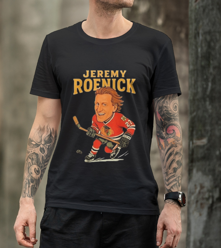 Jeremy Roenick Caricature Chicago Blackhawks Legendary Hockey Star T-Shirt
