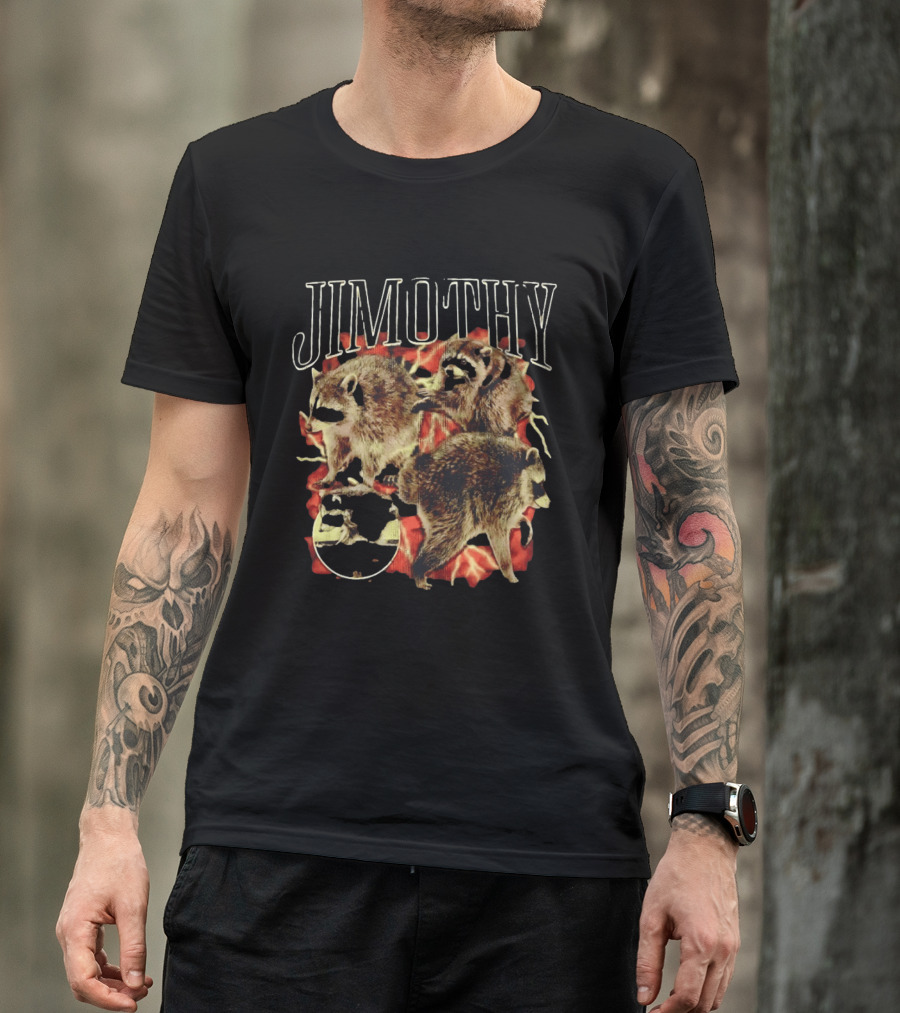 Jimothy Raccoon Trio Fire Motif Seattle Bootleg T-Shirt