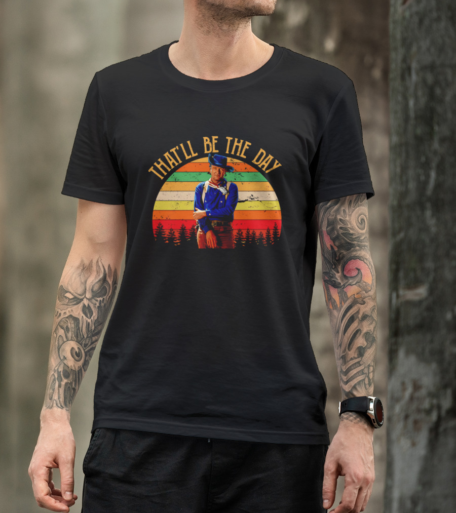 John Weyne That'll Be The Day Vintage Western Style Striped Sunset T-Shirt