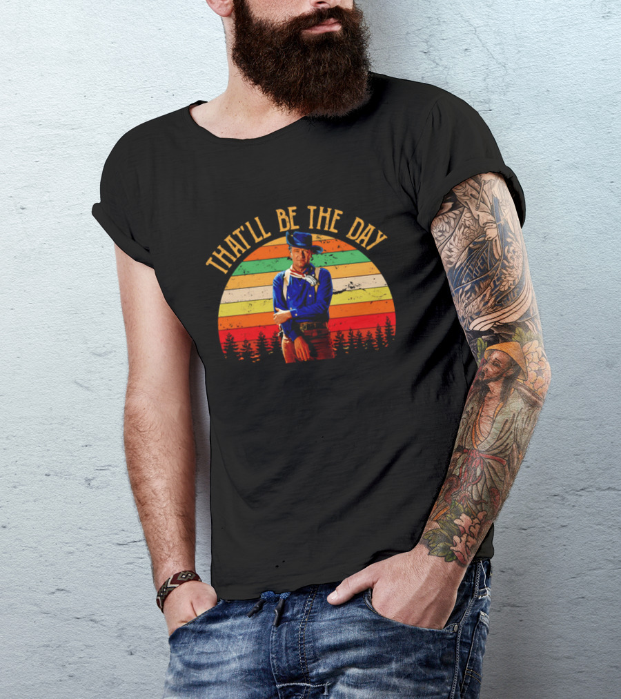 John Weyne That'll Be The Day Vintage Western Style Striped Sunset T-Shirt