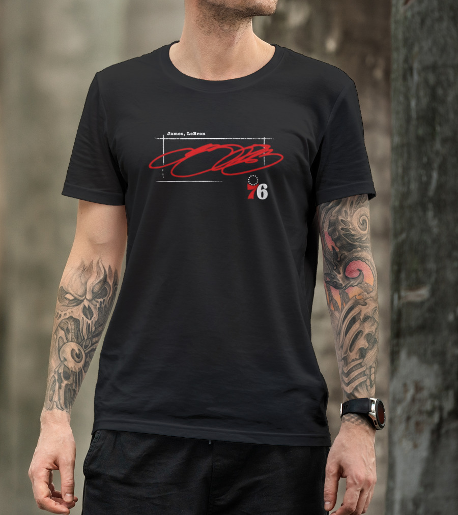 James LeBron 76ers Basketball Red Signature T-Shirt