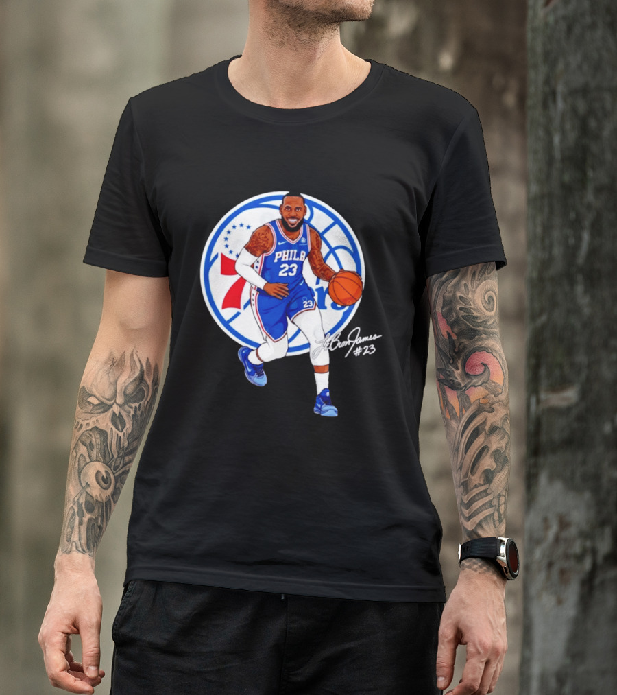 Philadelphia 76ers 23 LeBron James Blue Basketball Phila 76ers T-Shirt