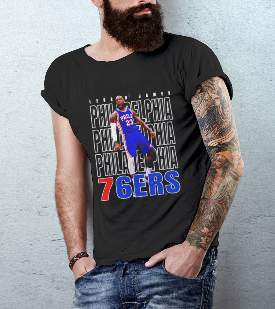LeBron James Philadelphia 76ers Scream Vintage Style Jersey T-Shirt