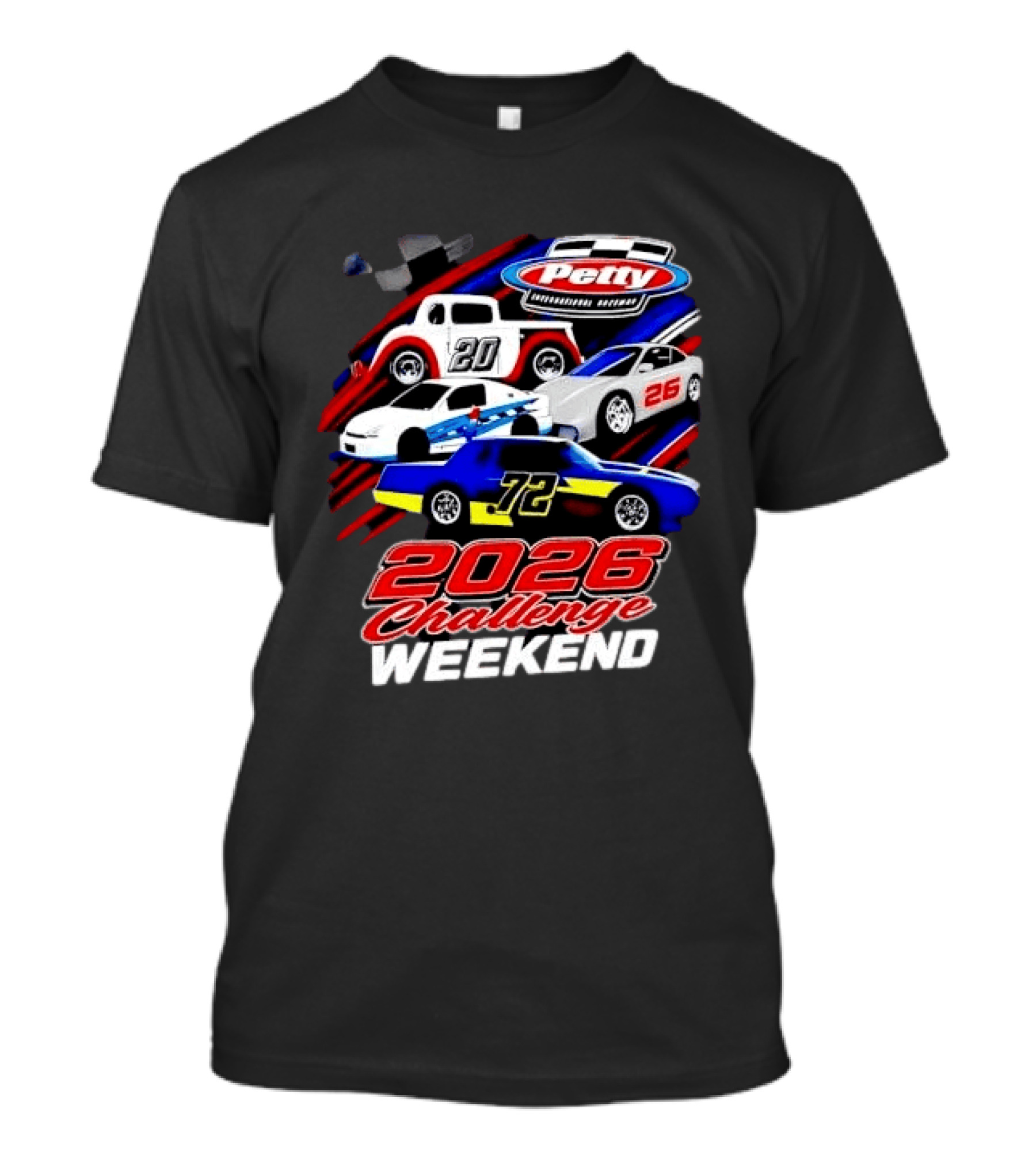 Petty International Raceway 2026 Challenge Weekend Race Cars 20 26 72 T-Shirt