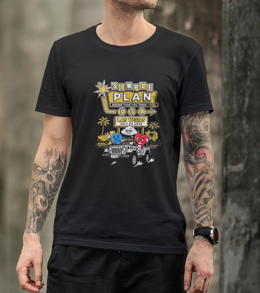 Simple Plan Bigger Than You Think Tour USA Las Vegas July 4 2026 Pearl Concert Theater Palms Casino Resort T-Shirt