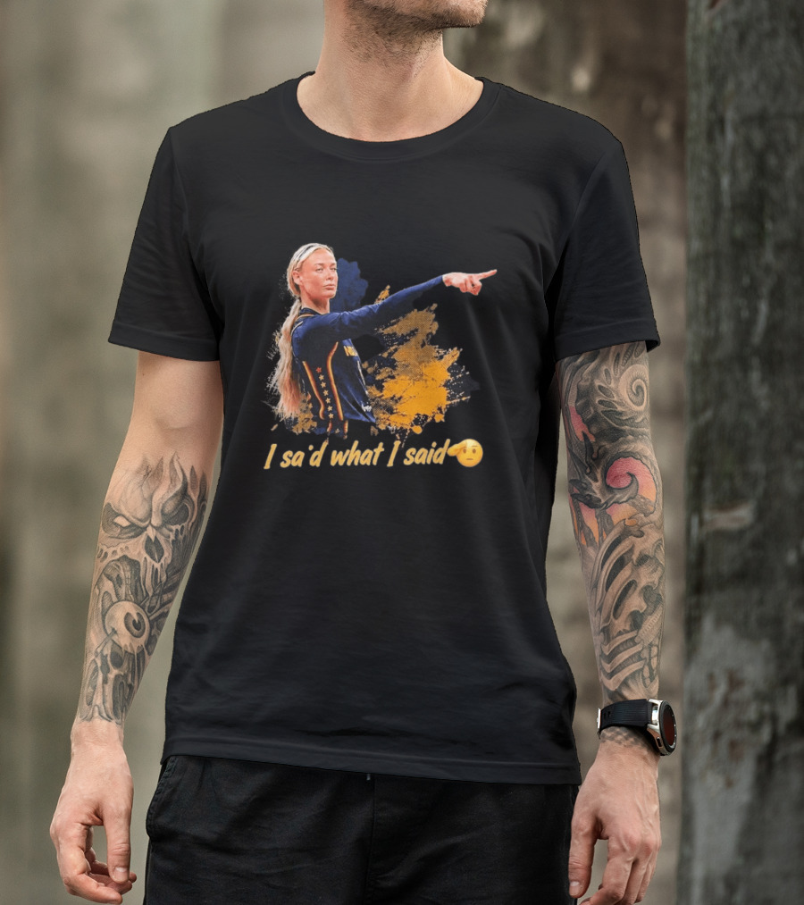 Sophie Cunningham I Said What I Said Yellow And Blue Basketball Emoji T-Shirt