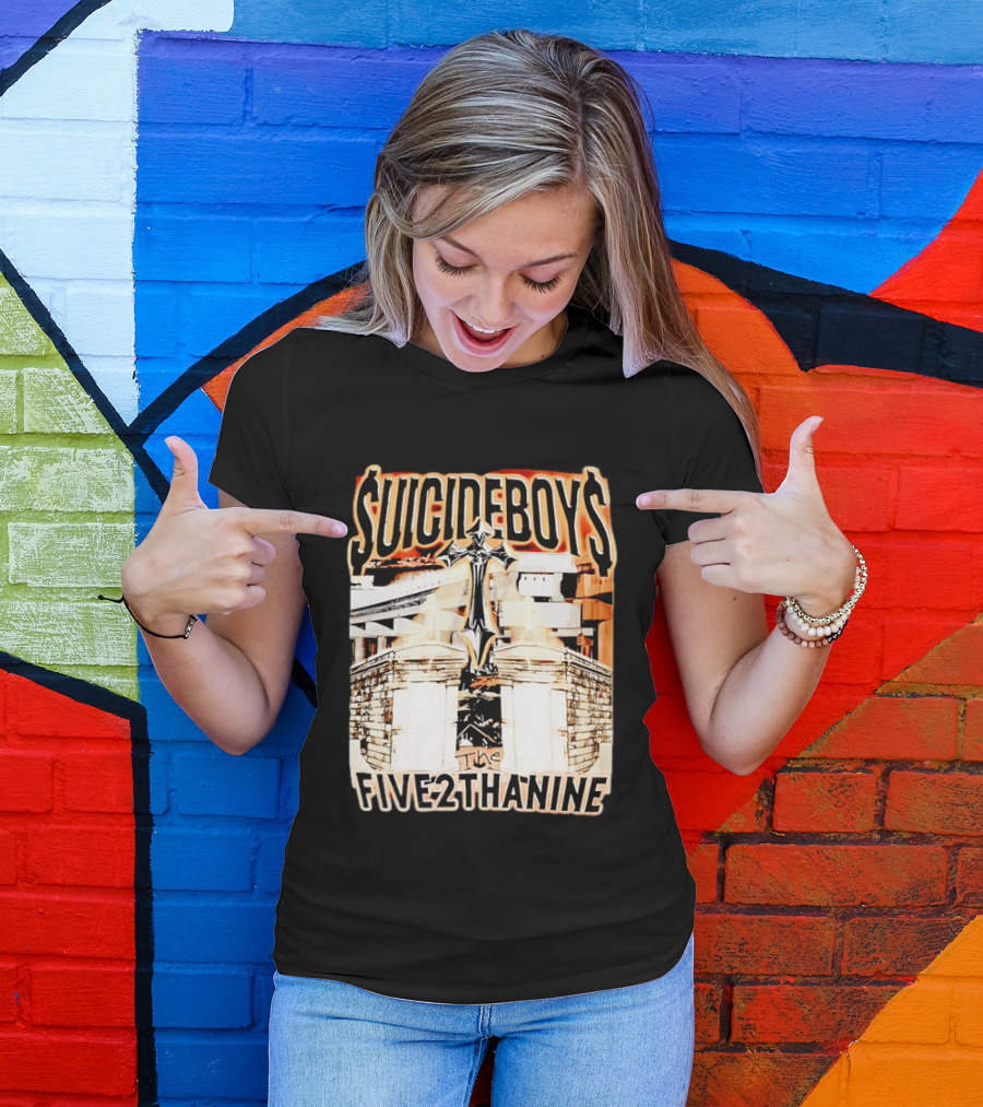 SUICIDEBOYS The Five2thanine Gothic Cross Block Letters T-Shirt