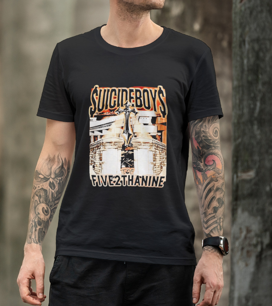 SUICIDEBOYS The Five2thanine Gothic Cross Block Letters T-Shirt