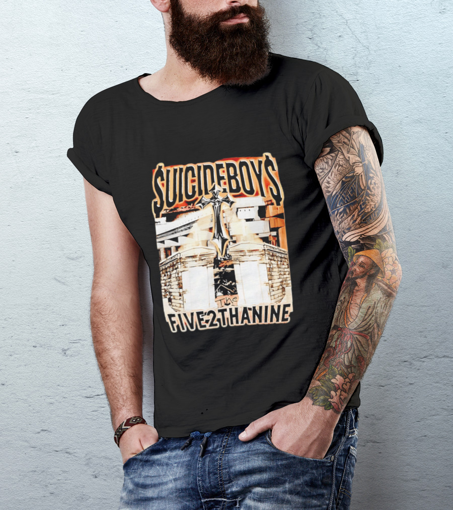 SUICIDEBOYS The Five2thanine Gothic Cross Block Letters T-Shirt