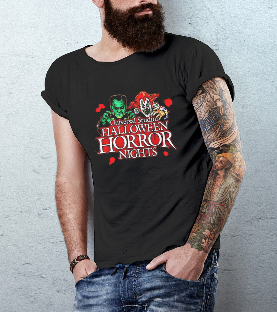 Universal Studios Halloween Horror Nights 2026 Classic Monsters And Killer Clowns T-Shirt
