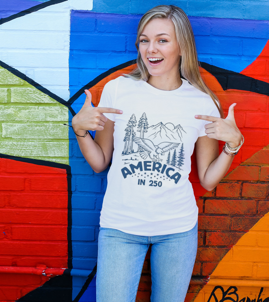 America In 250 Eagle Mountains Trees Nature T-Shirt