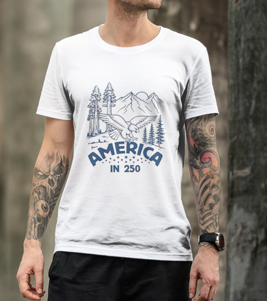 America In 250 Eagle Mountains Trees Nature T-Shirt