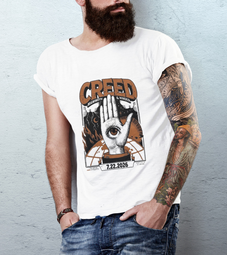 Creed Huntsville Alabama 2026 Event Orion Amphitheater July 22 Eye In Hand T-Shirt