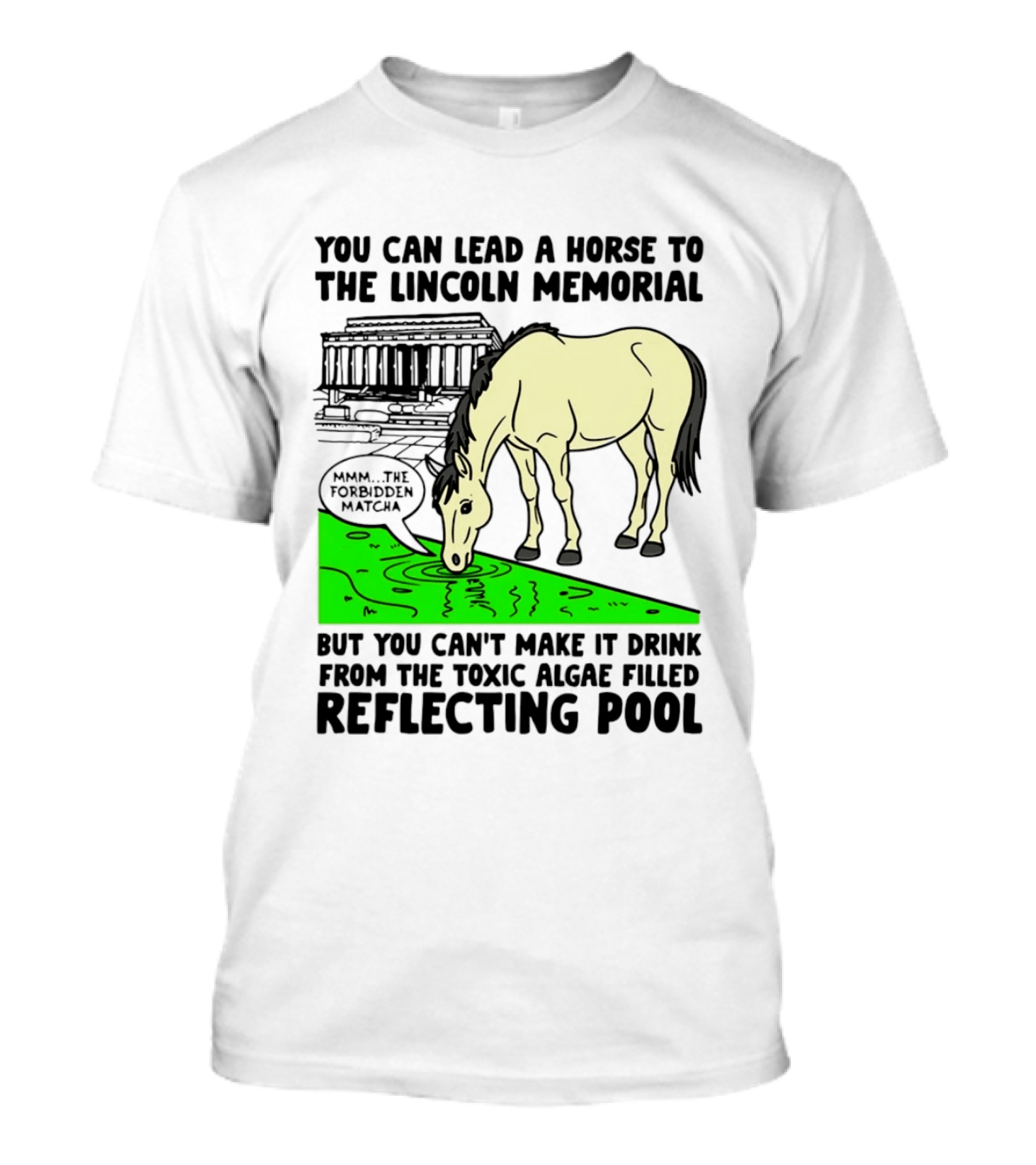 You Can Lead A Horse To The Lincoln Memorial Nnmm This Forbidden Matcha Toxic Algae Filled Reflecting Pool T-Shirt