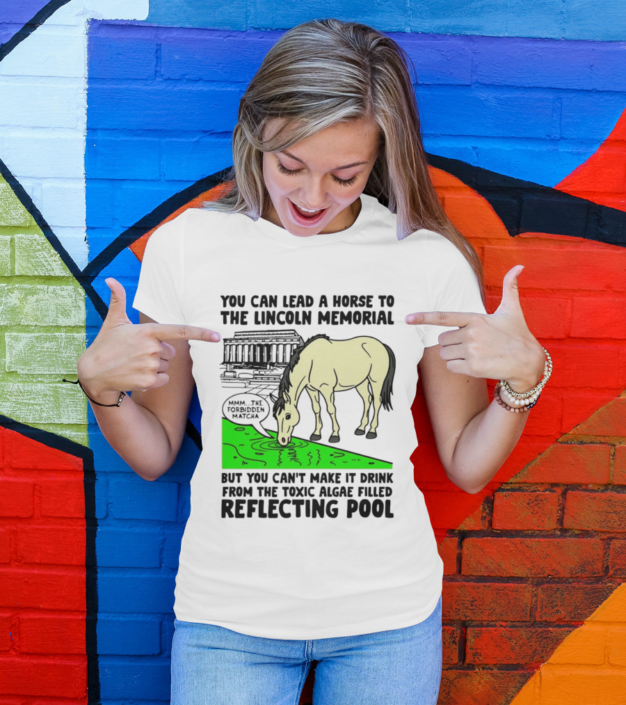 You Can Lead A Horse To The Lincoln Memorial Nnmm This Forbidden Matcha Toxic Algae Filled Reflecting Pool T-Shirt