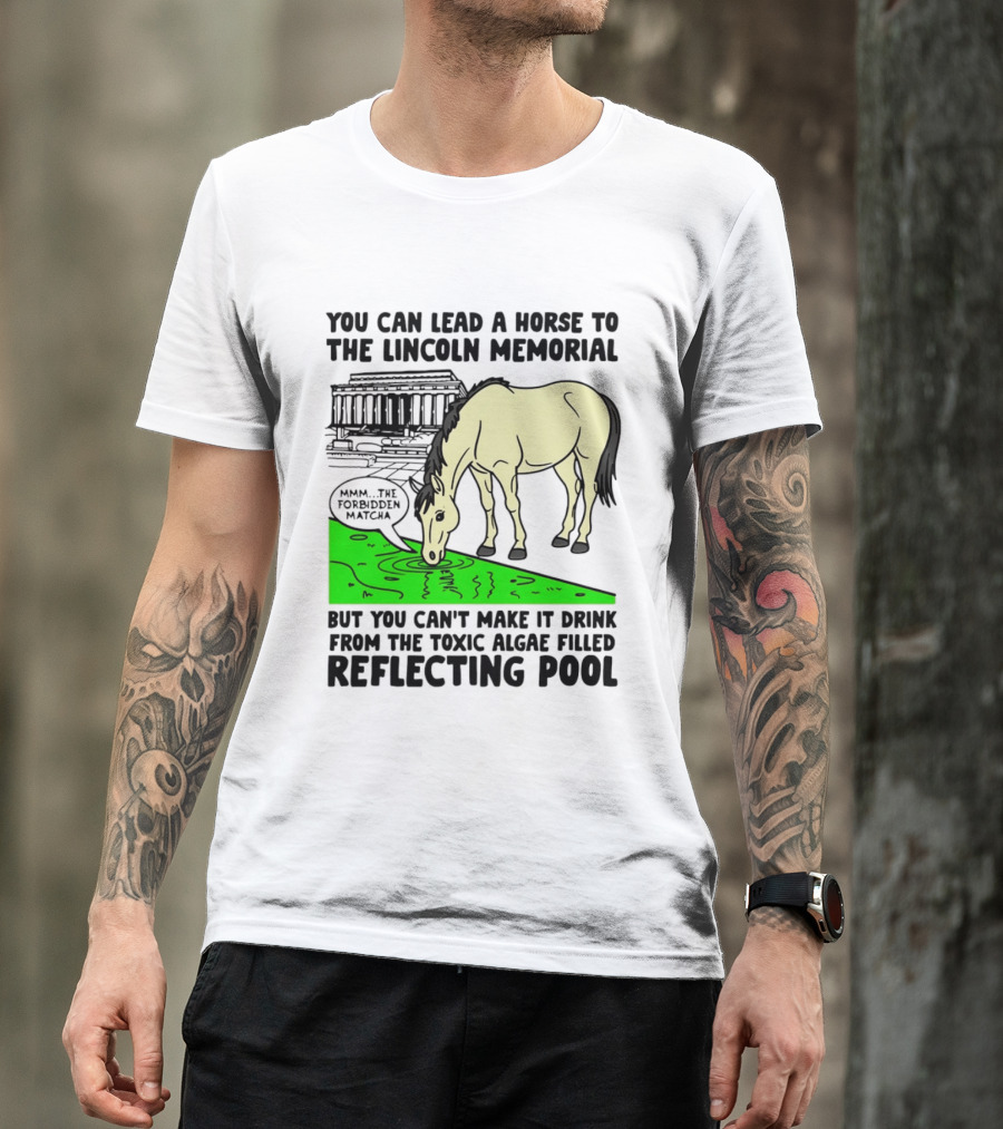 You Can Lead A Horse To The Lincoln Memorial Nnmm This Forbidden Matcha Toxic Algae Filled Reflecting Pool T-Shirt