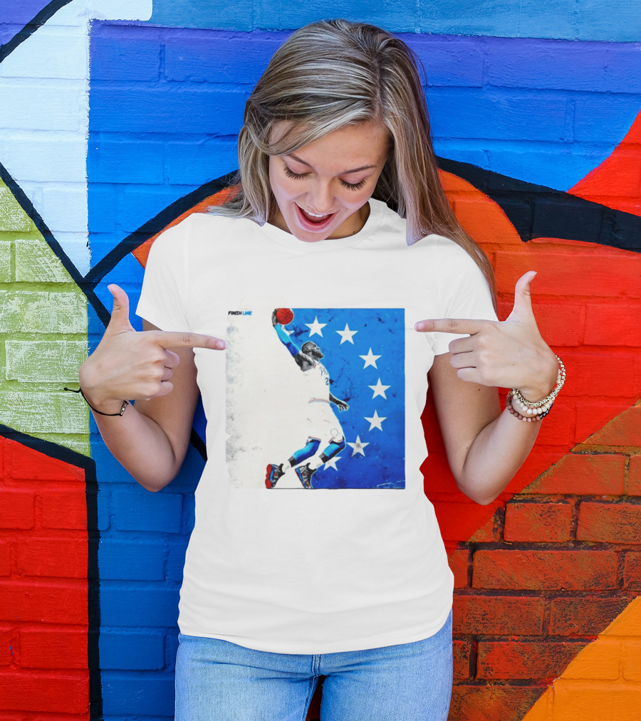 LeBron James Philadelphia 76ers Finish Line Stars Basketball Dunk T-Shirt