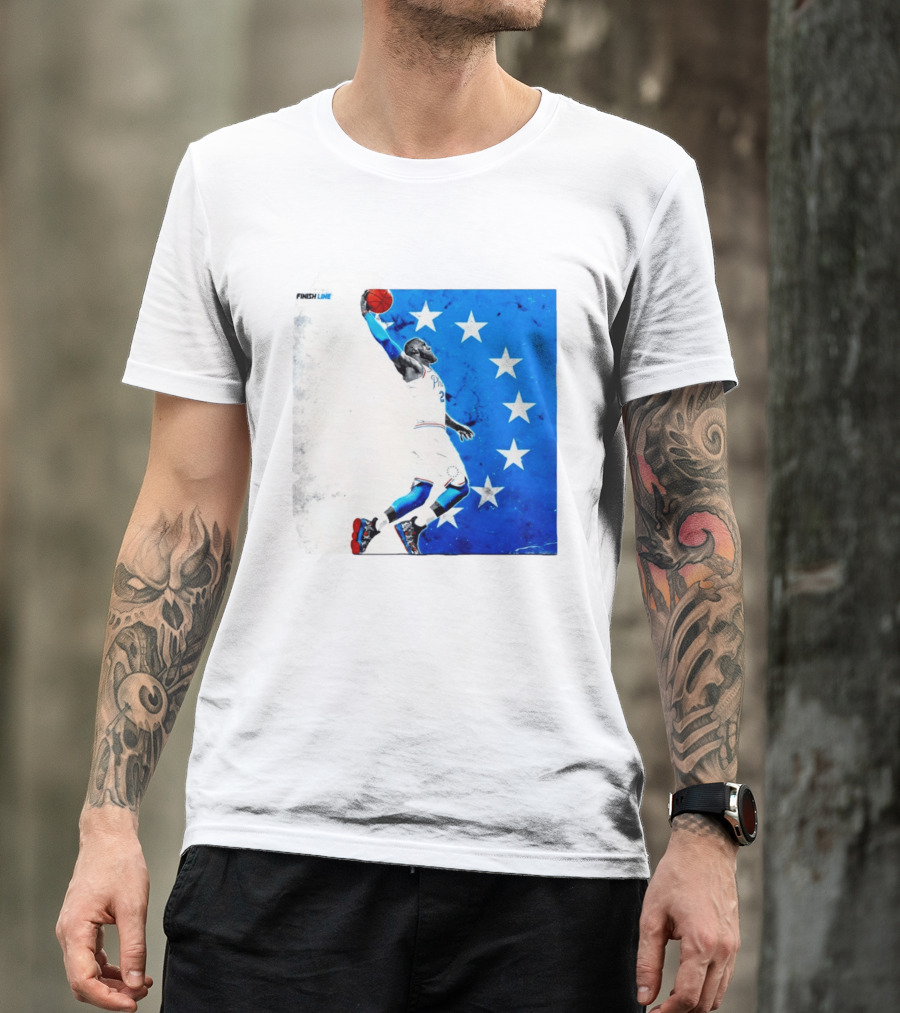 LeBron James Philadelphia 76ers Finish Line Stars Basketball Dunk T-Shirt