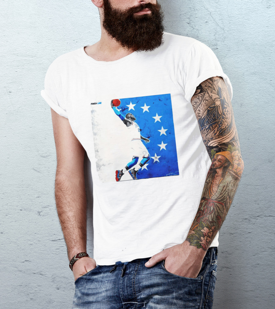 LeBron James Philadelphia 76ers Finish Line Stars Basketball Dunk T-Shirt