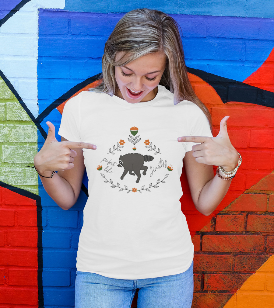 Perfect Like Jimothy Raccoon Acorn Leaf Floral T-Shirt
