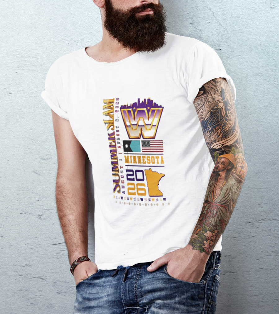 WWE SummerSlam August 1 2026 Minnesota Wrestling Event Twin City T-Shirt