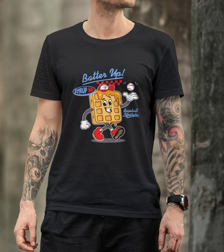 Batter Up Syrup Baseball Waffle Fun Sports Lifestyle T-Shirt