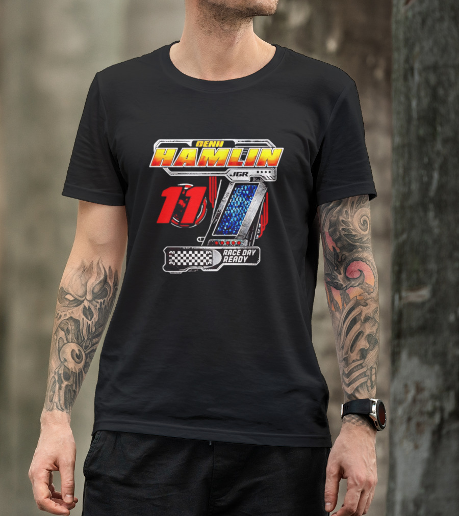 Denny Hamlin Joe Gibbs Racing 11 Race Day Ready Checkerboard Speedometer T-Shirt