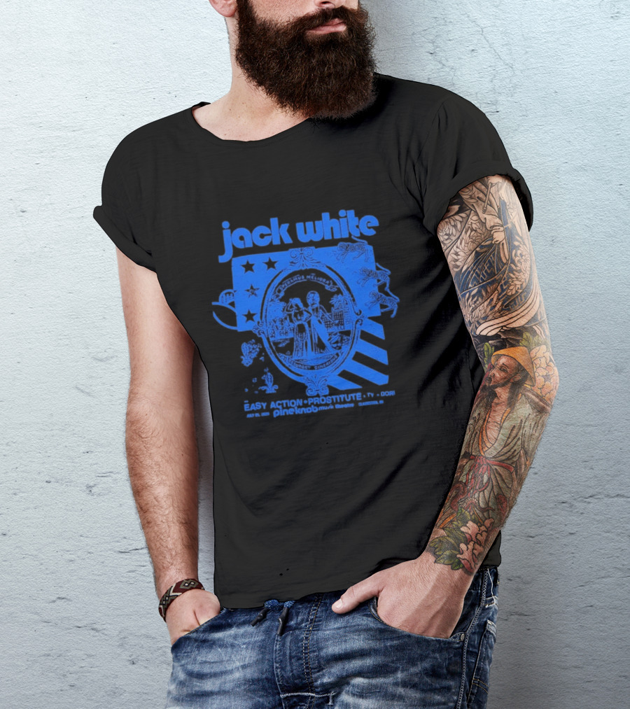 Jack White Easy Action Records Detroit Michigan 2026 Pine Knob Music Theatre Event July 25 T-Shirt