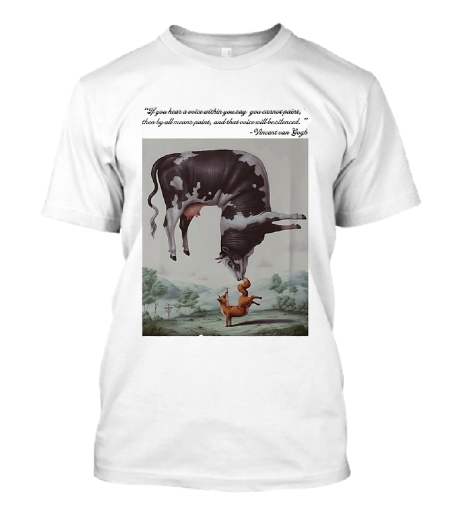 Vincent Van Gogh Quote With Inverted Cow And Fox Scene T-Shirt