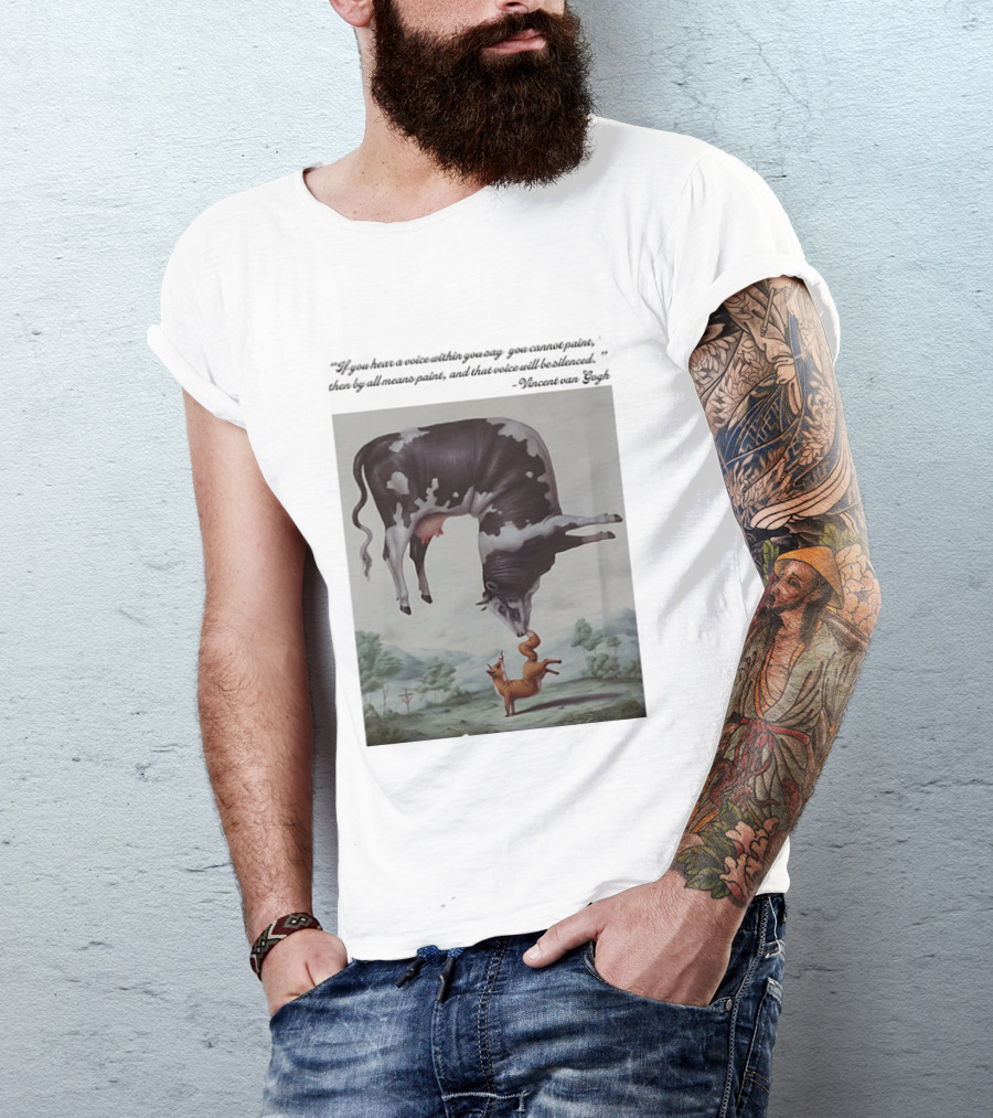 Vincent Van Gogh Quote With Inverted Cow And Fox Scene T-Shirt