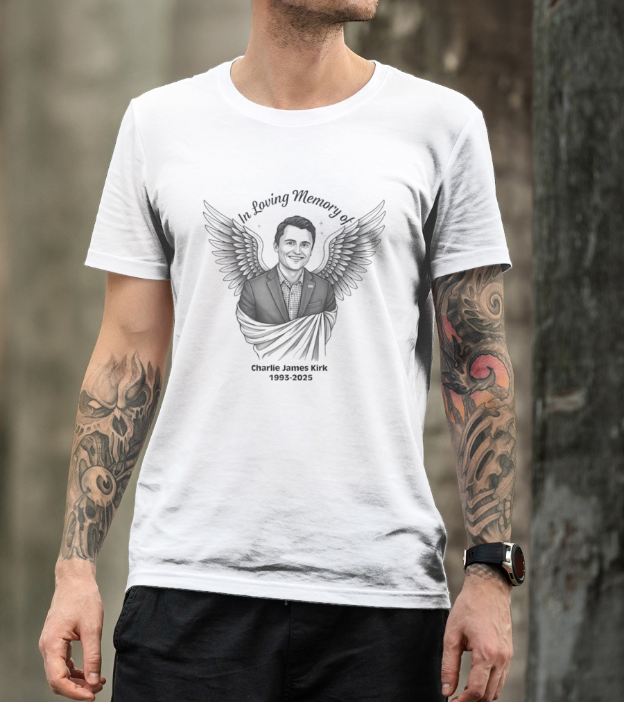 In Loving Memory Of Charlie James Kirk 1983 2025 Angel Wings T-Shirt