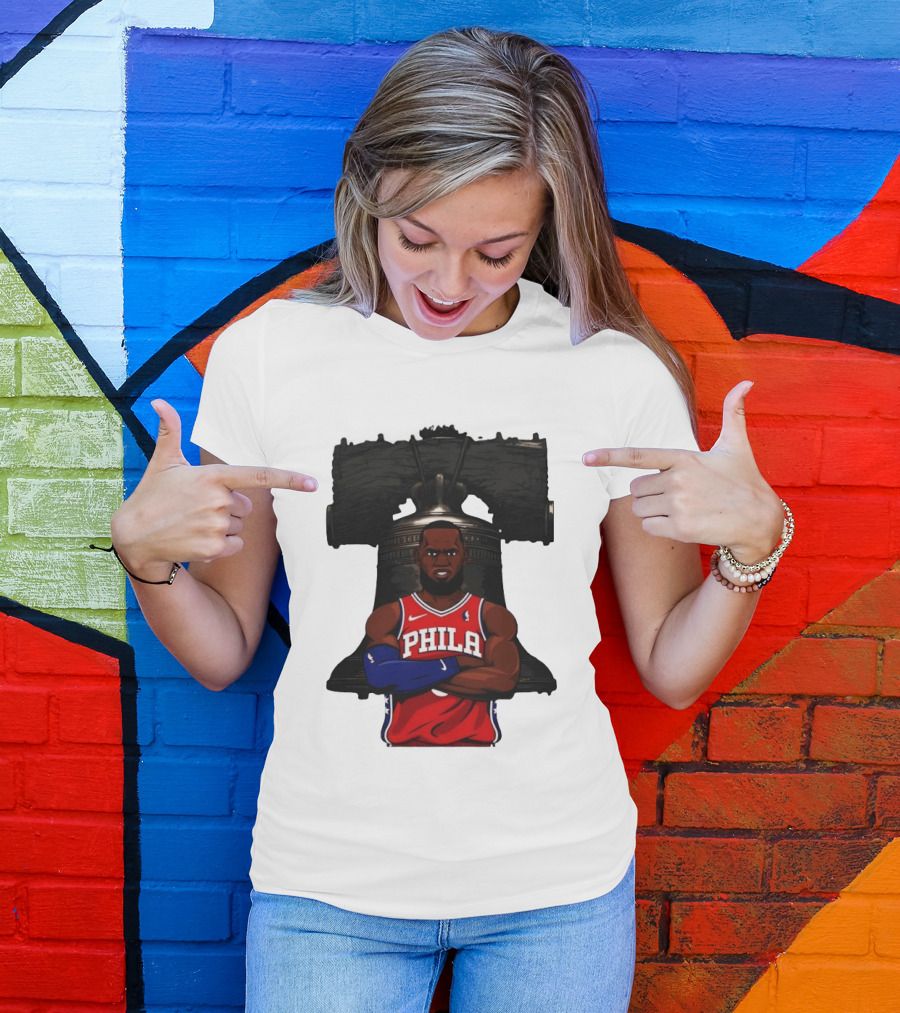 Philadelphia 76ers 2026 LeBron James Liberty Bell Basketball T-Shirt