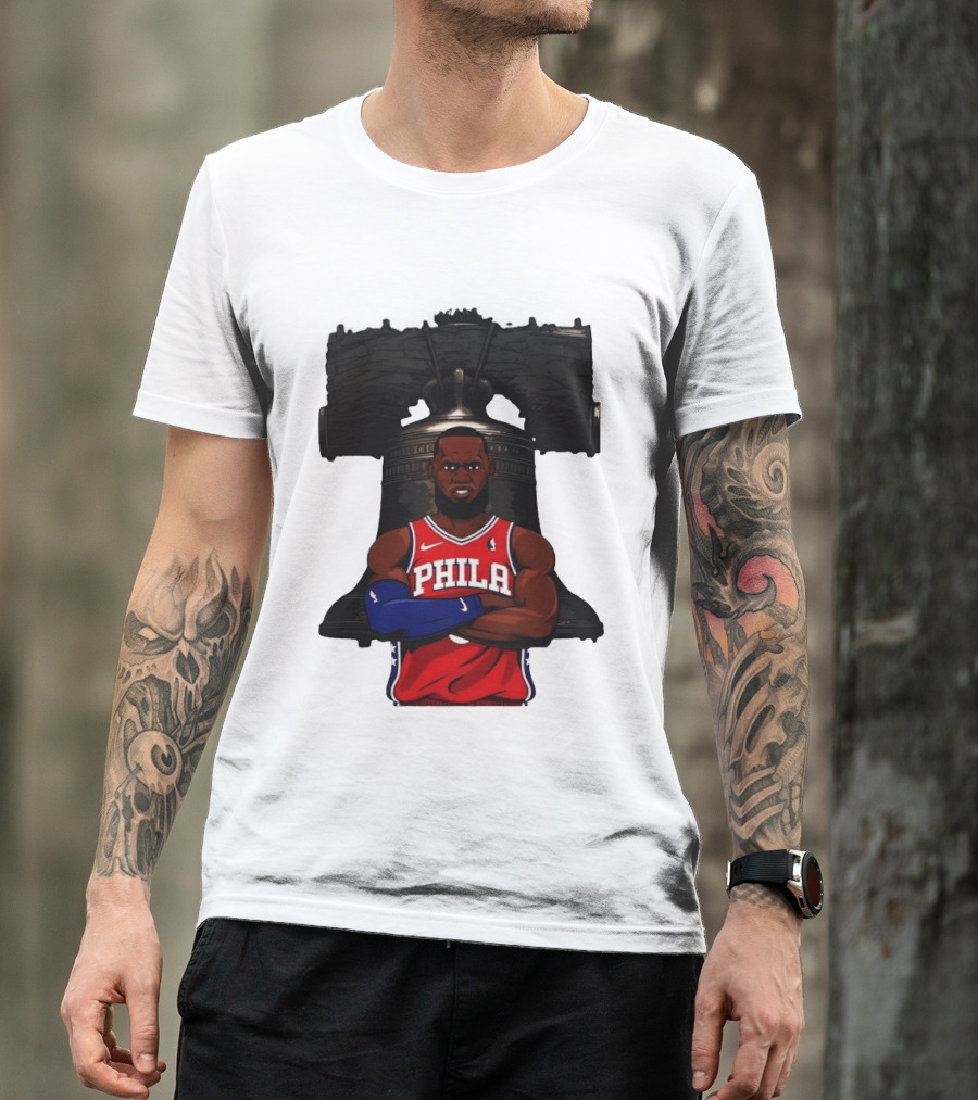 Philadelphia 76ers 2026 LeBron James Liberty Bell Basketball T-Shirt