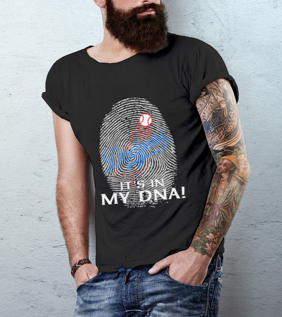 Los Angeles Dodgers It's In My DNA Fingerprint Baseball T-Shirt