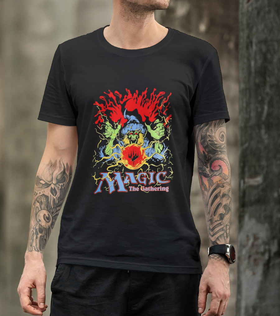 Magic The Gathering Wizard Elemental Spellcaster Mystical Flames T-Shirt