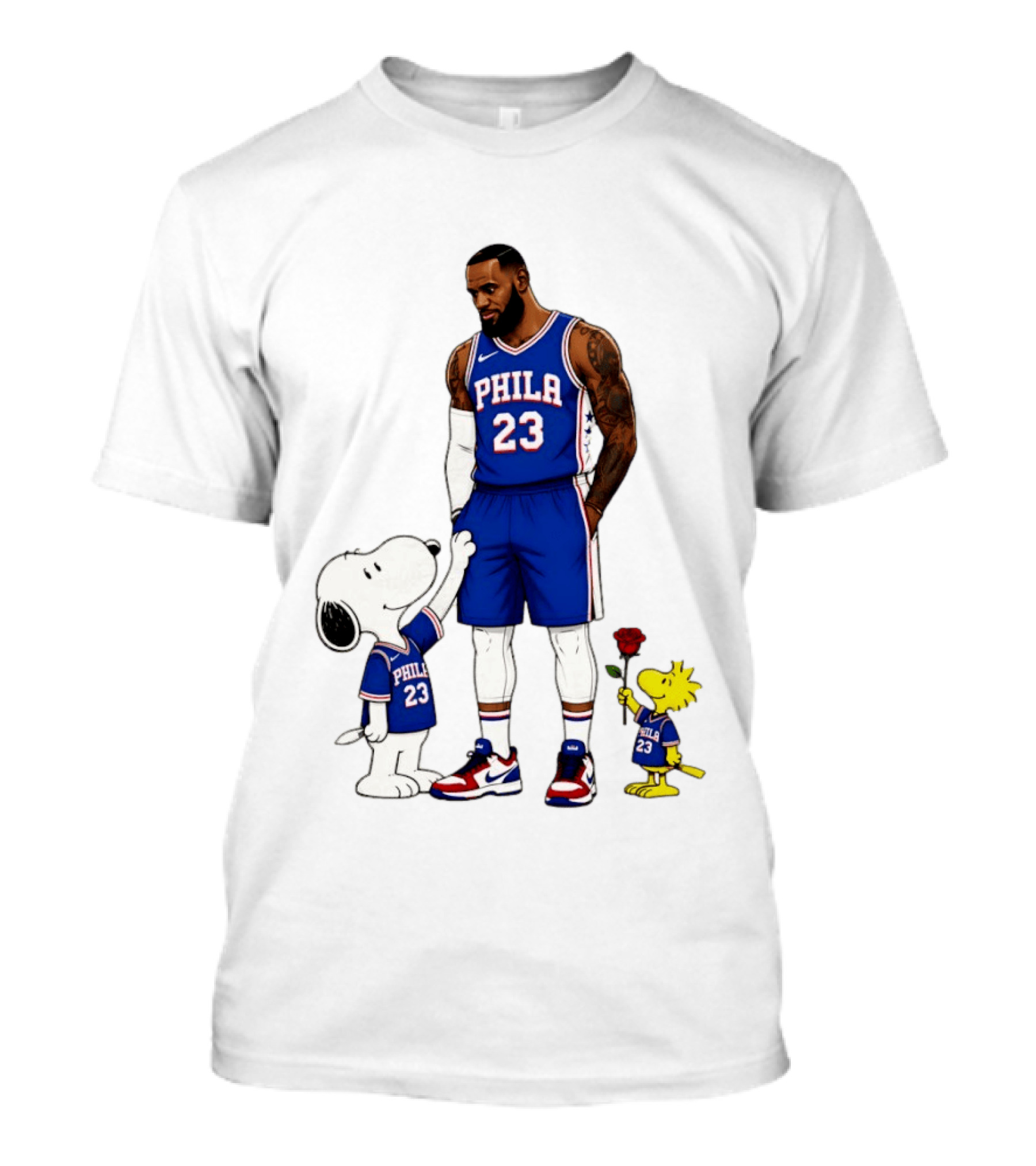 Philadelphia 76ers LeBron James With Snoopy And Woodstock 2026 T-Shirt