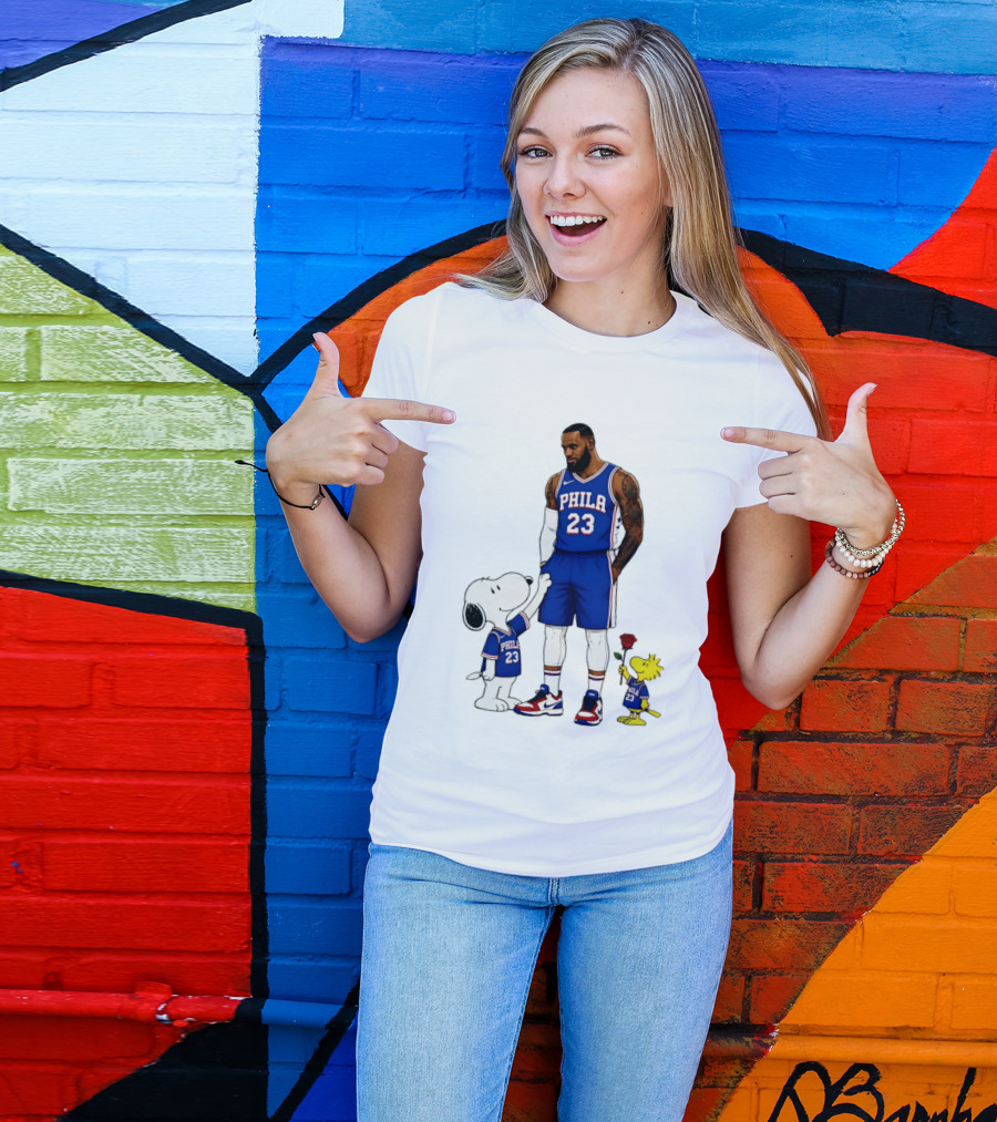 Philadelphia 76ers LeBron James With Snoopy And Woodstock 2026 T-Shirt