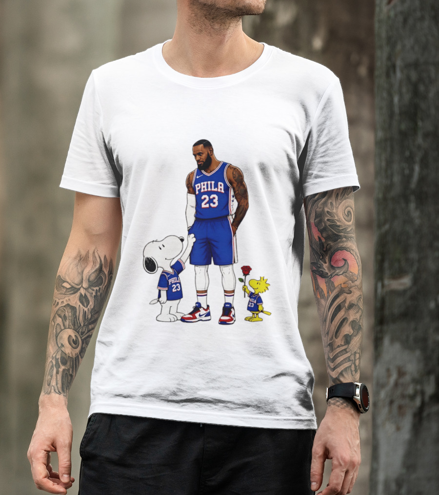 Philadelphia 76ers LeBron James With Snoopy And Woodstock 2026 T-Shirt