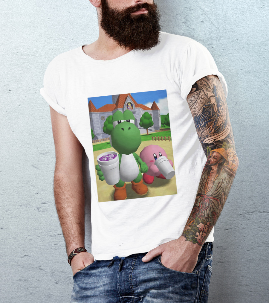 Yoshi Kirby Lean Purple Drink Castle Scene T-Shirt