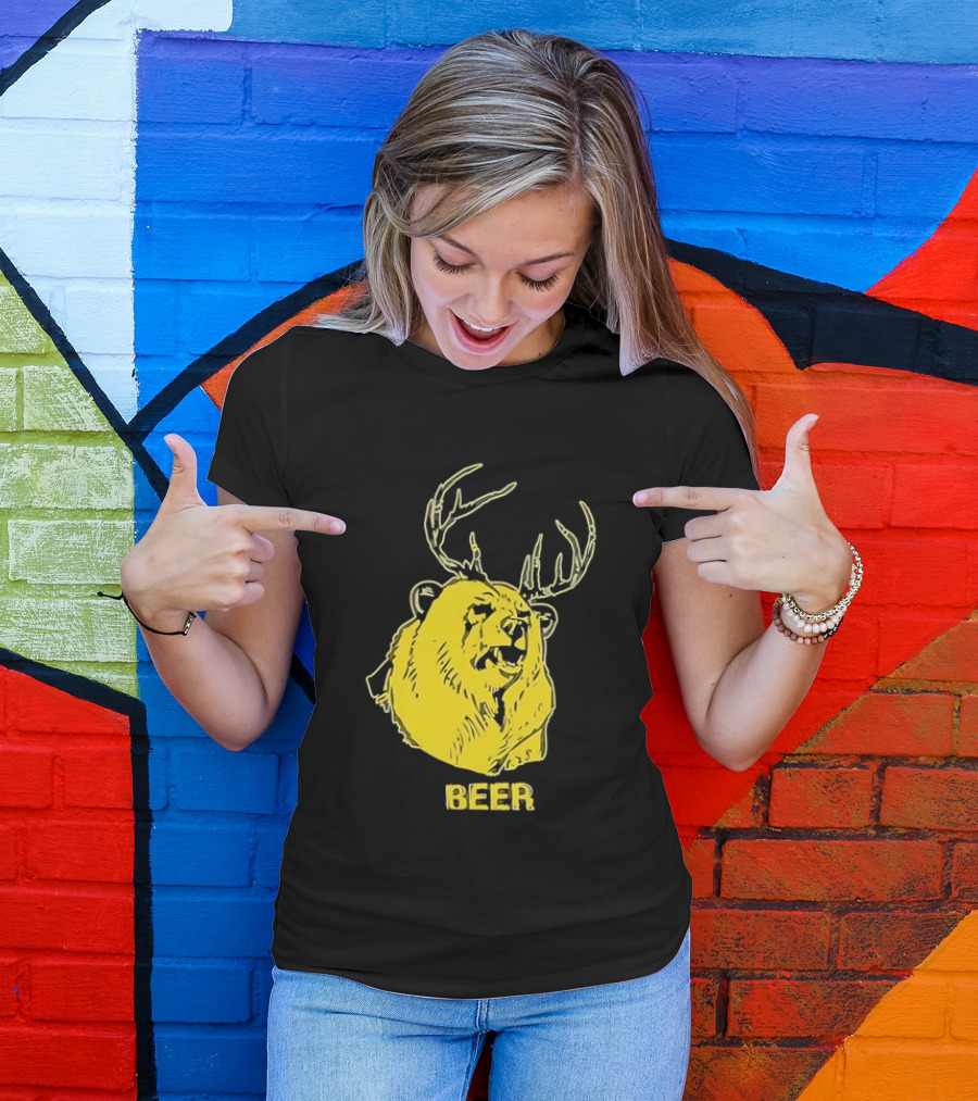 Beer Antlered Bear T-Shirt