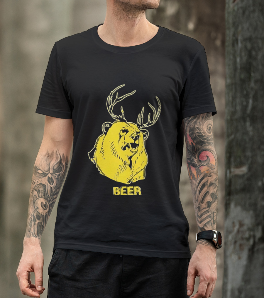 Beer Antlered Bear T-Shirt