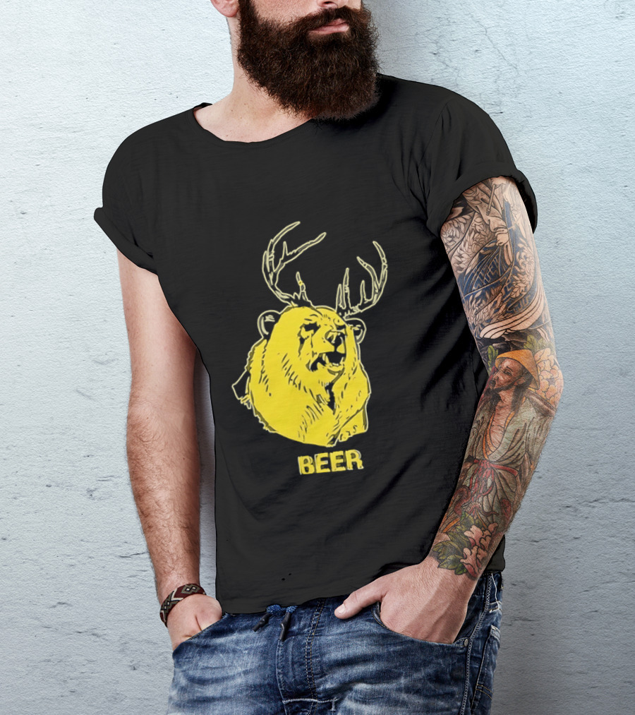 Beer Antlered Bear T-Shirt