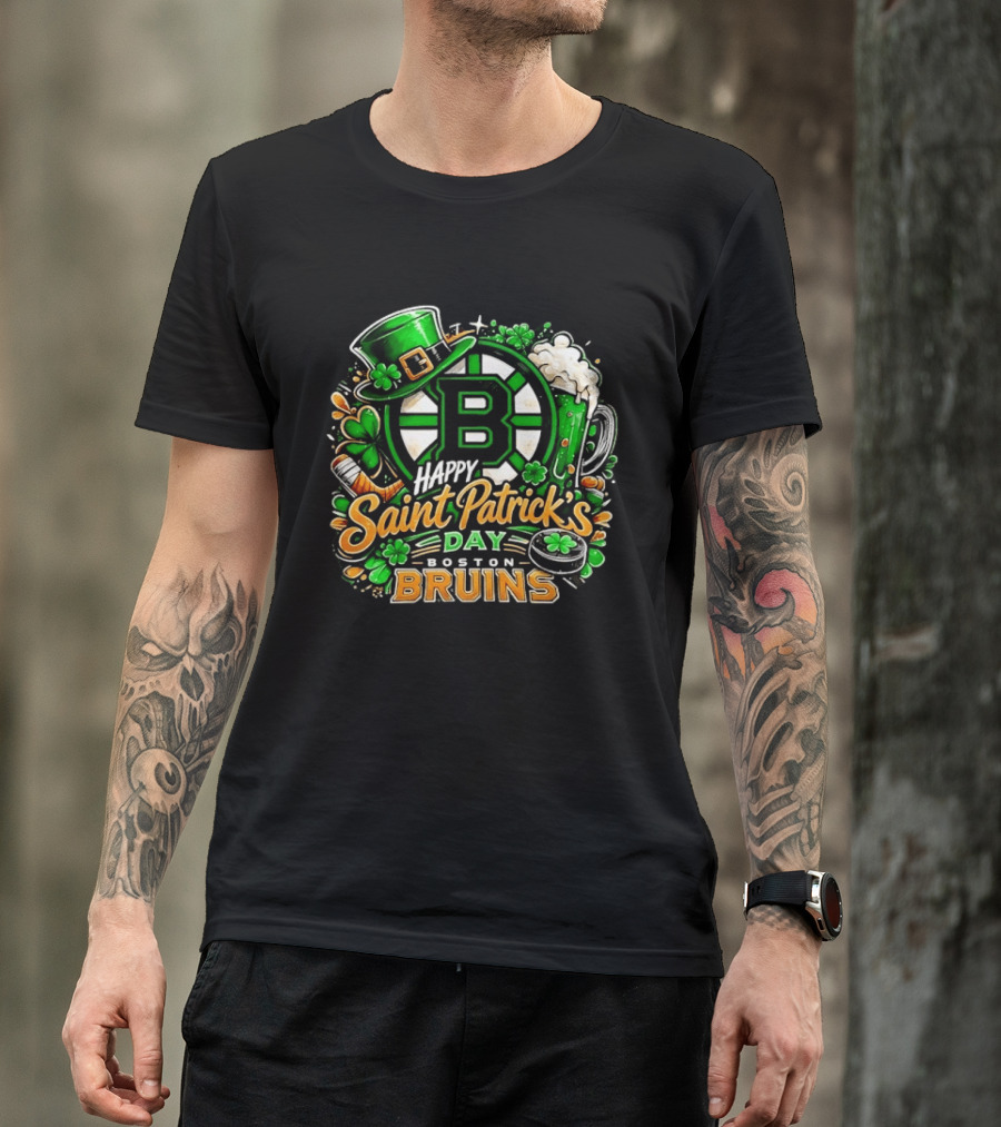 Boston Bruins St. Patrick's Day 2026 Celebration Hockey Team Florals T-Shirt