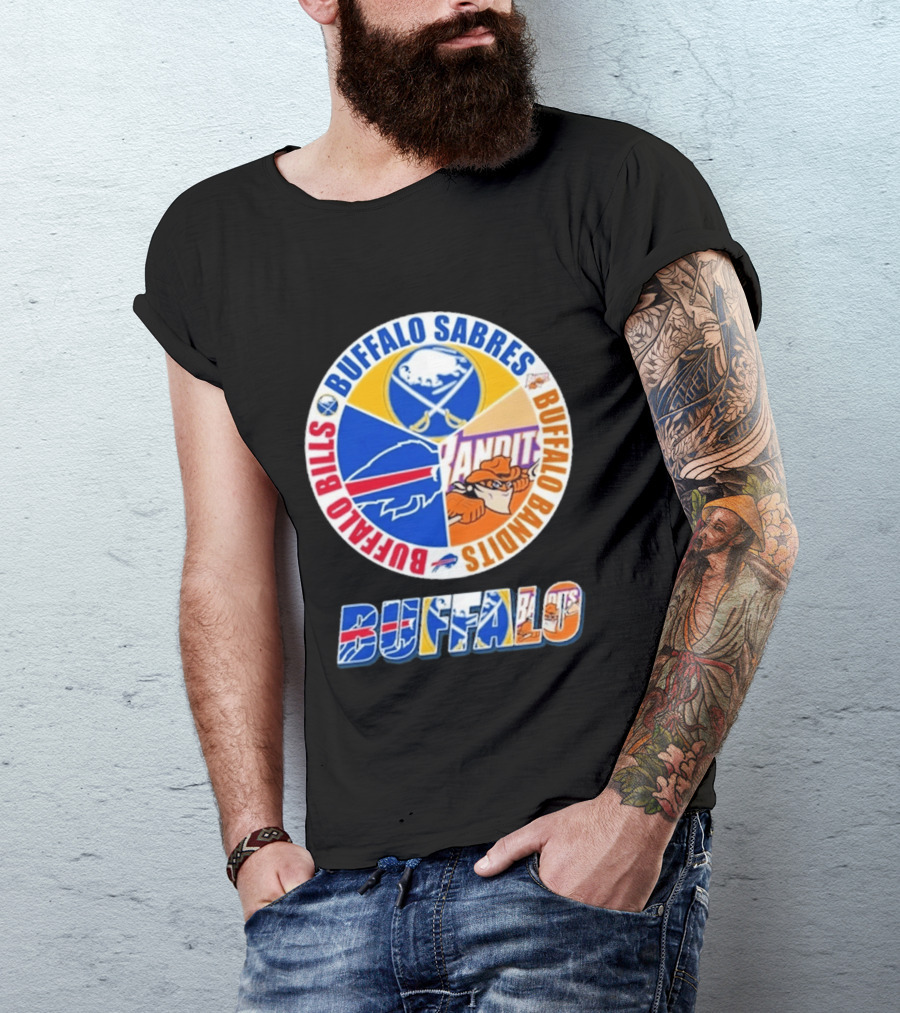 Buffalo Bills Sabres Bandits Logos Buffalo Sports Teams T-Shirt